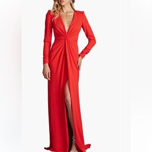 Tadashi Shoji Vibrant Red Long Sleeve Dress
